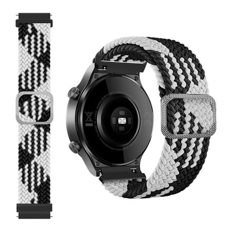 22m Universal braid pattern watch strap - Black / White