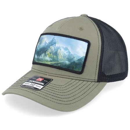 Iconic - Grön trucker Keps - Big Mountains & Landscape Patch Loden/Black @ Hatstore