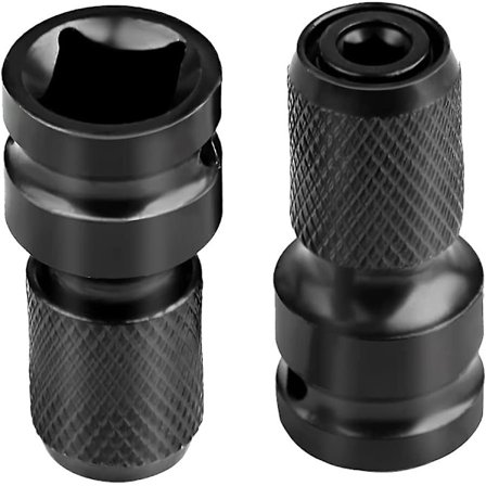 Slagskruetrekkerbit, 1/2" firkant til 1/4" sekskantadaptere, for slagratt og skrutrekkerbitsholder - 2 stk