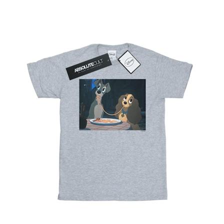 Disney Girls Lady And The Tramp Spaghetti Slurp Bomull T-shirt Sports Grey 12-13 Years
