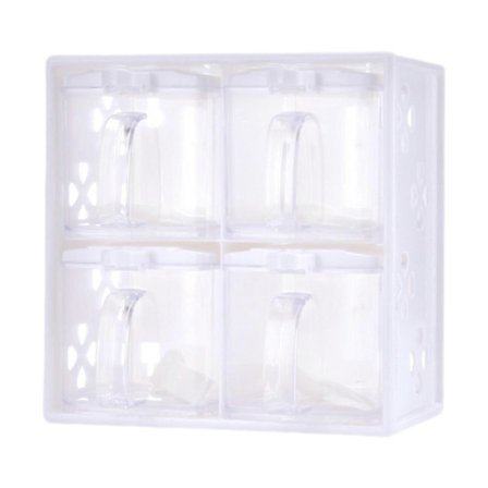 Krydderiopbevaringsbeholder 4 rum Krydderikasse til krydderier Desserter Seafood Pink