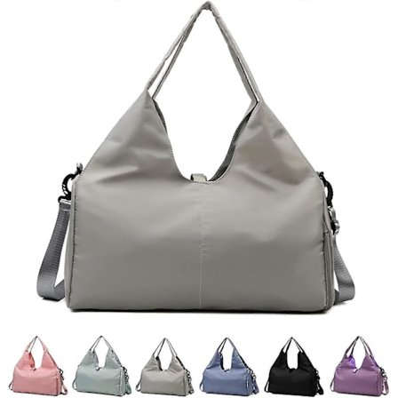 Yoga Gym Bag for Kvinner, Gym Duffelbag med Yogamatteholder & Skokompartment, Weekender Reiseveske med Våte Tørre Lommer (svart)