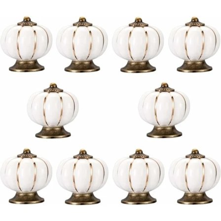 Fantastisk tilbud til lav pris! 10 stk. antikke græskar keramiske dørknapper, håndtag til skabe, kommoder, skuffer, køkkenmøbler eller børneværelser (