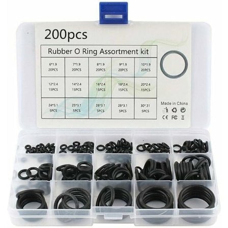 200-pak O-ringe - gummitætningsringe til gør-det-selv
