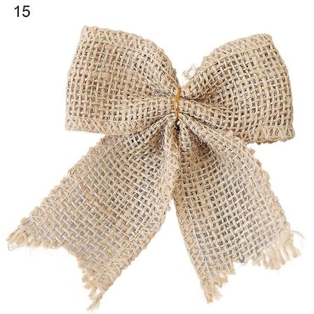 Konstgjord Jute Blomster Multifunktionell Imitation Linne Rustik Rosett Jute Konstgjord Blomster Dekor för Julgran (15)