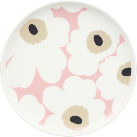 Marimekko Unikko lautanen 20 cm, valkoinen/vaaleanpunainen/hiekka