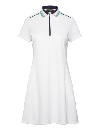 Stretch Piqué Quarter-Zip Polo Dress White Ralph Lauren Golf