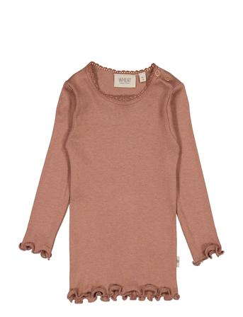Rib T-Shirt Lace Ls T-shirts Long-sleeved T-shirts Ruskea Wheat