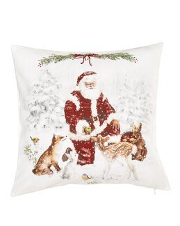 Kuddfodral Tomten och hans vänner tryckt julmotiv 1-pack Vit - Jul - Linea