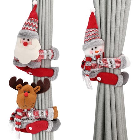 3-pak juletegnet nisse-snemand-dukker elg gardiner julevinduesdekoration