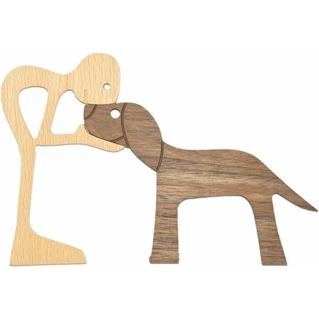 Trefigurer skulptur ornamenter (mann og hund) trefigur st