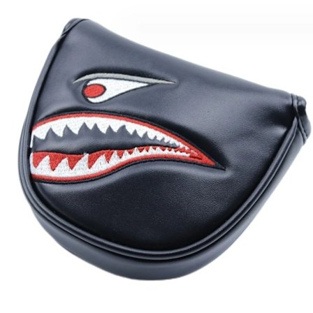 1 stk PU-lær med haibroderi Magnet Golf Mallet Putter Head Cover Golfkølle Putter Headcovers Mallet Putter Head Covers