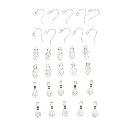 30 stk. Ørekrok Anhengsett med 10 ørekroker 20 øreanheng DIY Sølv for smykkelaging