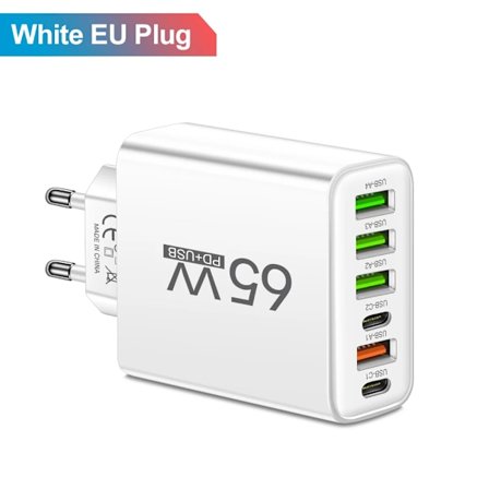 Ny Total 65W GaN USB Snabbladdare Typ C PD Kabel Snabbladdning Mobiltelefon Strömadapter för iPhone 16 Pro Xiaomi Samsung Huawei