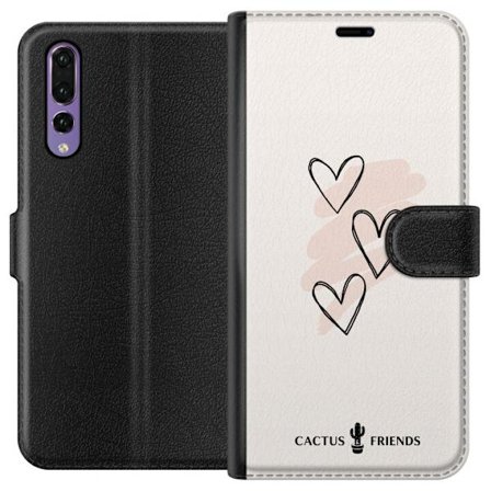 Kompatibelt Plånboksfodral till Huawei Huawei P20 Pro Cactus and Friends - Soft Romance Sketch