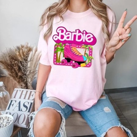 Barbie Trykket T-skjorte Kvinne Sommer Topp T-skjorte GH1014-F M