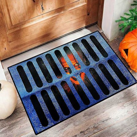 Halloween 3D Illusion Skräckfilm Clown Avlopp Dörrmatta, Halloween Matta Halkfri Inomhus och Utomhus Välkomstmatta (80 x 49,5 cm)