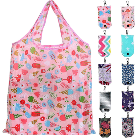 Genanvendelige Indkøbsposer - 10 stk. Foldbare Indkøbsposer i Pose - Forstyle Random