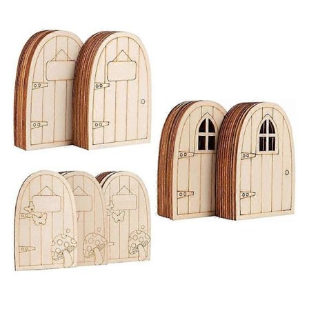 60 STK. Umalede Træ Fe Dør Blank Have Dør Udhulet Træ Elver Dør til DIY Julehåndværk Udsmykninger