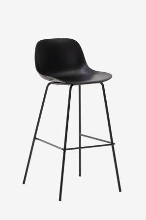Kave Home - Altea jakkara teräsjaloilla 75 cm - Musta - Baarituolit & baarijakkarat - - Homeroom