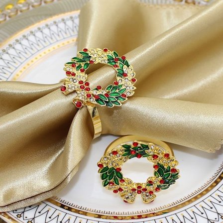 Sæt med 6 ringe til juleservietter, legering