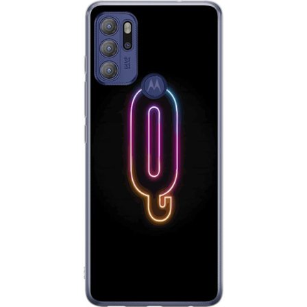 Kompatibelt Mobildeksel til Motorola Motorola Moto G60S Minimalistisk neonbokstav Q i skinnende farger mot mørk bakgrunn