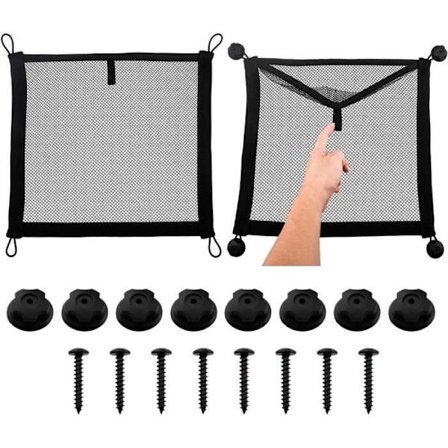 2-delt oppbevaringsnett for bil for bobiler, oppbevaringslommer for bil, interiørtilbehør for bobiler og båter