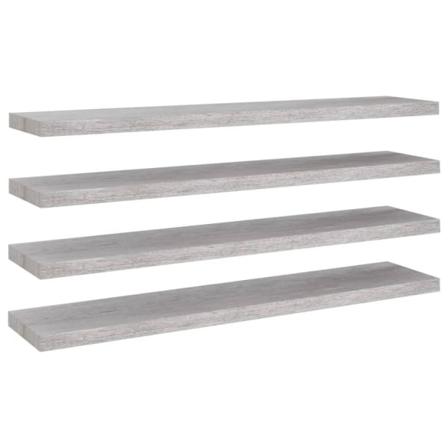Vidaxl Svävande Vägghyllor 4 St Betonggrå 120x23,5x3,8 Cm Mdf Grå