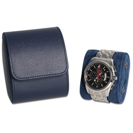 Bærbar vintage klokkeboks i skinn, kan holde 1 klokke, blå