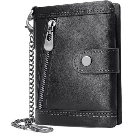 (Svart) Lommebok - AMOUNE - Svart - Ekte Skinn - RFID-blokkering - 17 Kortspor