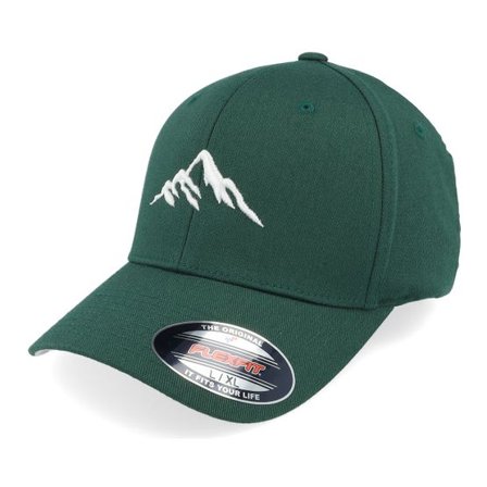Wild Spirit - Grön flexfit Keps - Mountain 3d White/Spruce Green Flexfit @ Hatstore