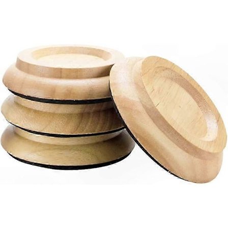 Set med 4 möbelunderlägg i massivt trä, golvskydd i naturlig ek för pianohjul och fötter (Fww)