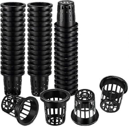 100 Pakke 4,5 cm Net Cup Slisset Mesh Bred Leppe Filter Plant Net Potte Bøtte Kurv For Hydroponisk
