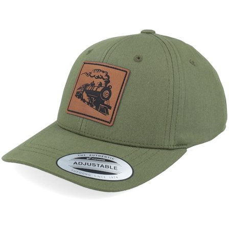 Kiddo Cap - Vihreä adjustable Lippis - Kids Train Engraved Box Patch Olive Adjustable @ Hatstore