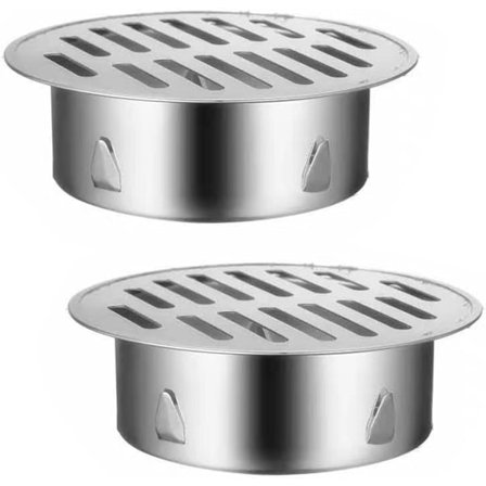 2 stk. Balkonggulvrist i rustfritt stål, anti-blokkering, avløpsrist, rund gulvrist, avtakbare gulvristdeksler, anti-kl