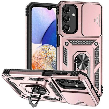 Kompatibelt Samsung Galaxy A15 5G telefoncover med skydbart kamerabeskyttelse, militær-klasse faldbeskyttelse, stil F, Samsung Galaxy A15 5G, rosaguld