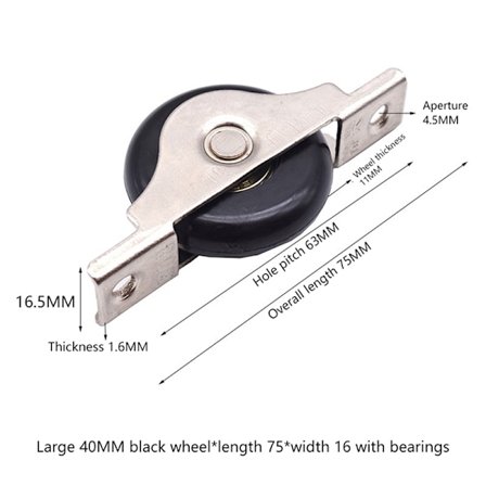 Mute Wheel Skydedør Hjul Skab Rille Bærende Træk