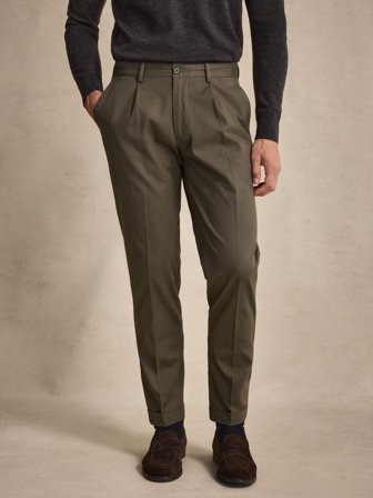 John Henric Men's Grüne Plissee-Hose Relaxed Fit Size 46