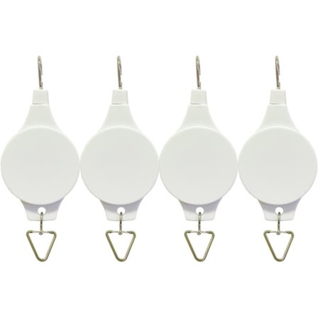 (Vit 4-pakning) Plantekrok med trinse, innfellbar plantehenger enkel tilgang hengende blomsterkurv for hagekurver potter og fuglemater heng høyt opp