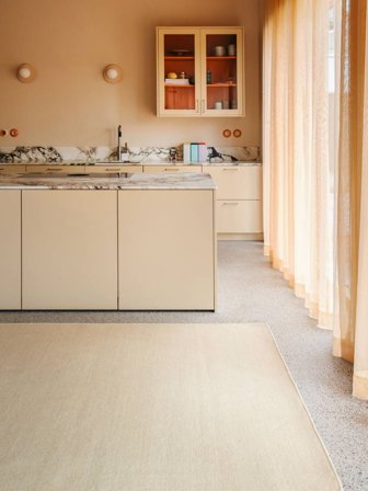 Handloom Flat 250X350 Grand Jaune Poudré Uni Tapis De Laine