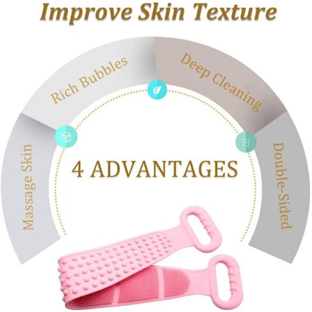 *Silikon ryggbørste dobbeltsidig ryggskrubb, Silikon kroppsbru*