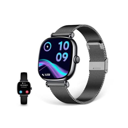 Ksix Iria Negro - Smartwatch 1.7"- 2 Remme (metal + Silikone)