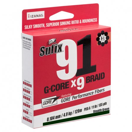 Sufix 91 Braid Lo-Vis Green 150m 0,185mm 9,5kg