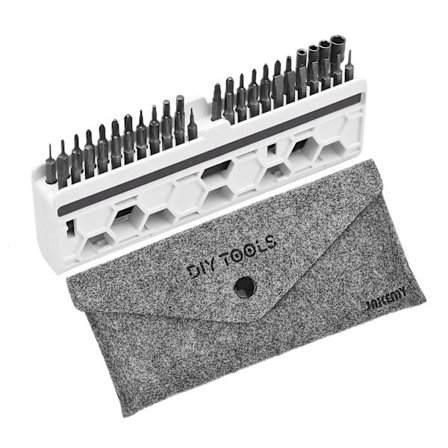 Jakemy 46-osainen monitoiminen tarkkuusruuvimeisselisarja ja hylsysarja Premium H4*28mm Cr-v-seosterävä rako Torx-tähtikuusikulmio