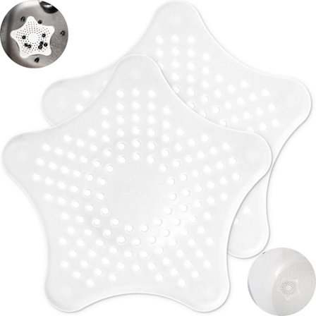 Tiskialtaan viemärinsuodatin, 15 x 15 cm, 2 kpl Keittiön tiskialtaan viemärisuoja, valkoinen, 5 imukuppia, pitää tiskialtaan vapaana ruoantähteistä, 