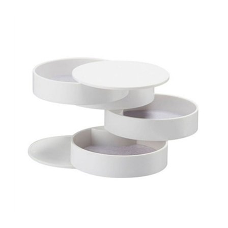 UNIQ Roterbar Rundt Smykkeskrin Organizer Med 4 Rum Hvid, Tøj & Bolig, Opbevaring & Organisering, Smykkeskrin