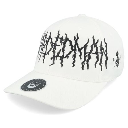 Bearded Man - Vit flexfit Keps - Big Death Metal Logo Wooly Combed White Flexfit @ Hatstore