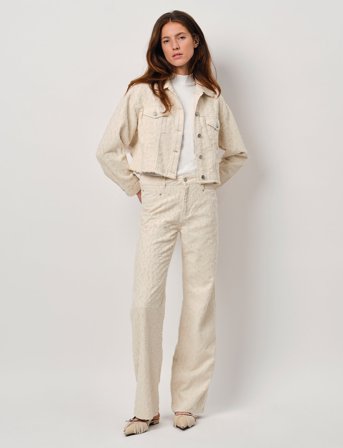 Dante6 Dante6-Nuit Distressed Wide Leg Jeans - Cream - 28