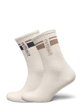 Rethinkit Striped Crew Sock 2 Pack Sport Socks Regular Socks Beige Rethinkit