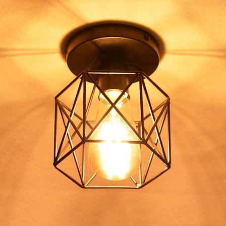 Vintage taklampor, retro lamphållare glödlampa metall lampskärm taklampa semi-flush mount pendellampa